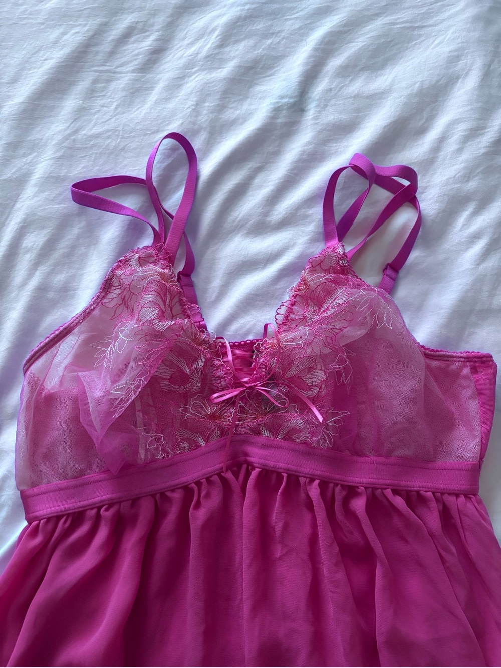 torrid Hot Pink Sheer Lace & Mesh Chemise